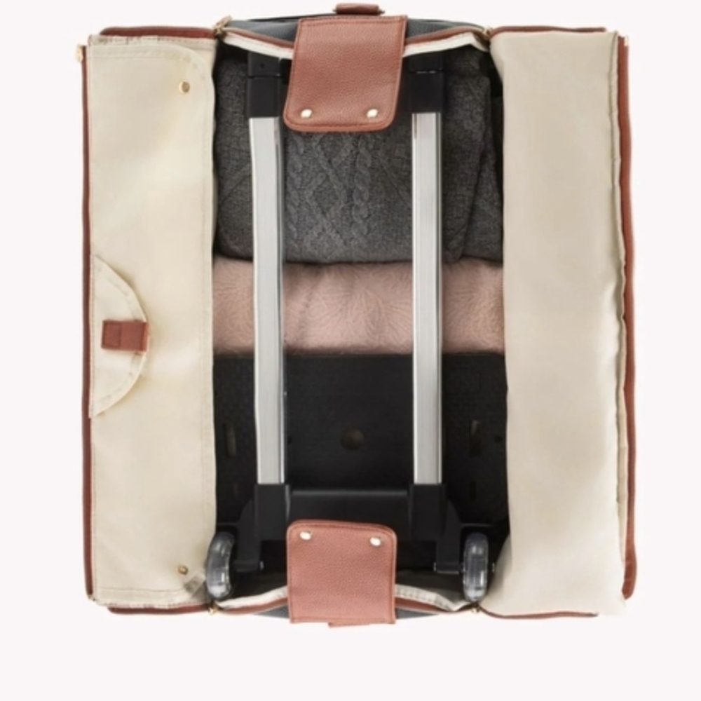 Elegant Tan and Cream Travel Duffel with Wheels - Picture 6 of 6